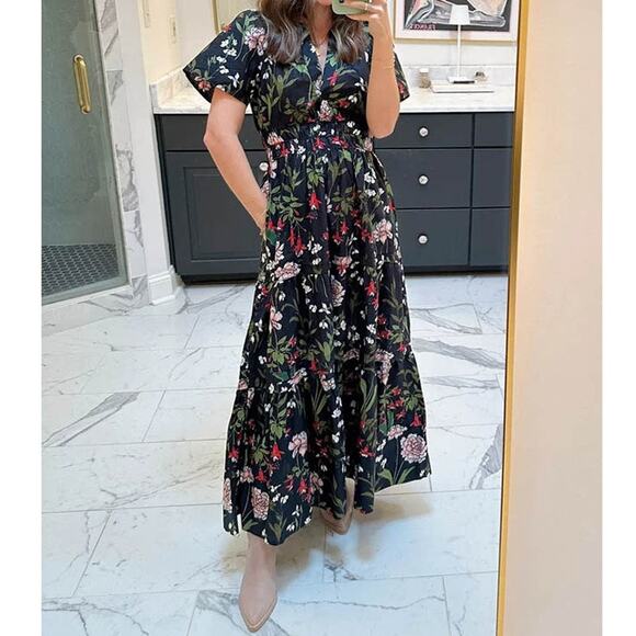 Anthropologie Maeve The Somerset Maxi Dress Black Floral - Picture 11 of 11